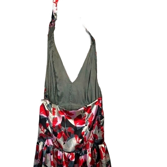 Satiny maxi dress red woman's size 6-8 Red, grey & black - Picture 11 of 12